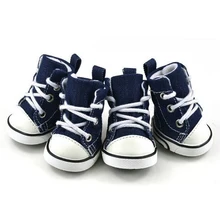 New Blue Classic Casual Denim Canvass Style Pet Dog Shoes Sport Styles Small Dog Shoes Ati-Slip Shoes Dog Small Pet Boots