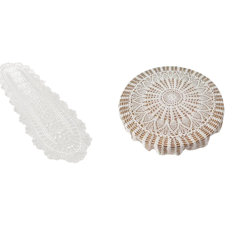 2 Pcs Handmade Crochet Crochet Tablecloth Pure Cotton Woven Hollow Fabric Tablecloth, Round & Oval
2 Pcs Handmade Crochet Crochet Tablecloth Pure Cotton Woven Hollow Fabric Tablecloth, Round & Oval