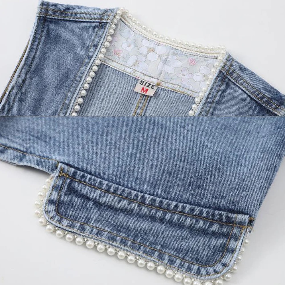Summer Denim Vest Women Casual Vest Coat Vintage Cardigan Jean Sleeveless Single-Button Pearls Hem Woman Clothing
Summer Denim Vest Women Casual Vest Coat Vintage Cardigan Jean Sleeveless Single-Button Pearls Hem Woman Clothing