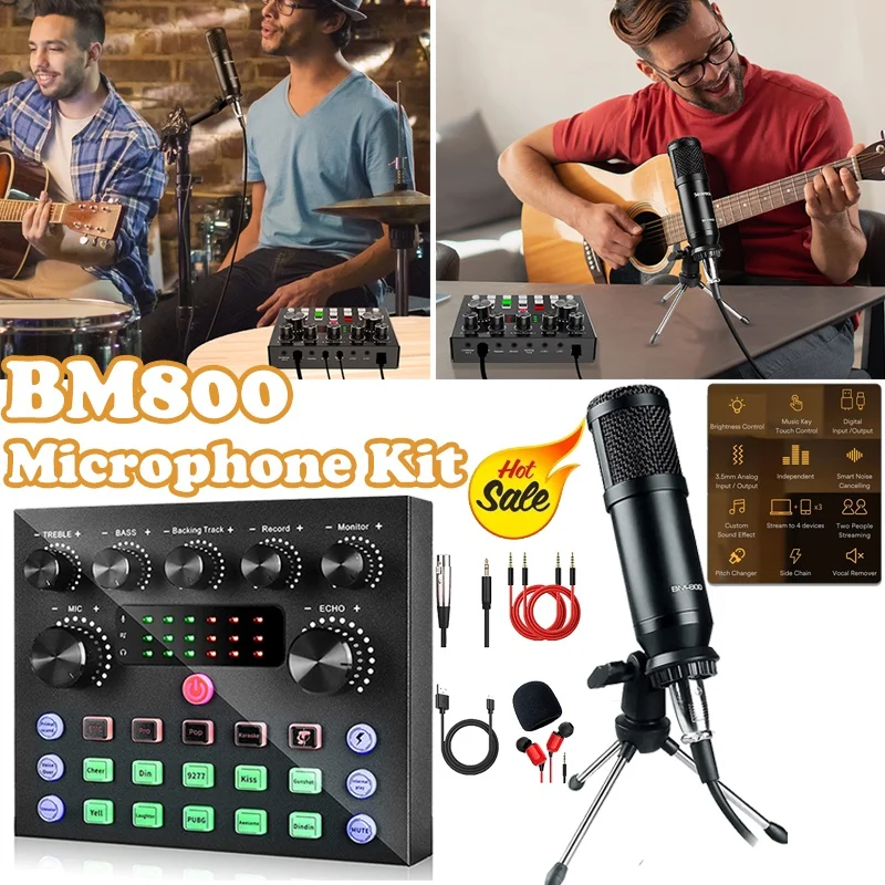 BM800 Condenser Microphone Kit with Audio Mixer for Streaming,Voice Changer Microphone for Live Podcast Equipment Bundle,Karaoke
BM800 Condenser Microphone Kit with Audio Mixer for Streaming,Voice Changer Microphone for Live Podcast Equipment Bundle,Karaoke