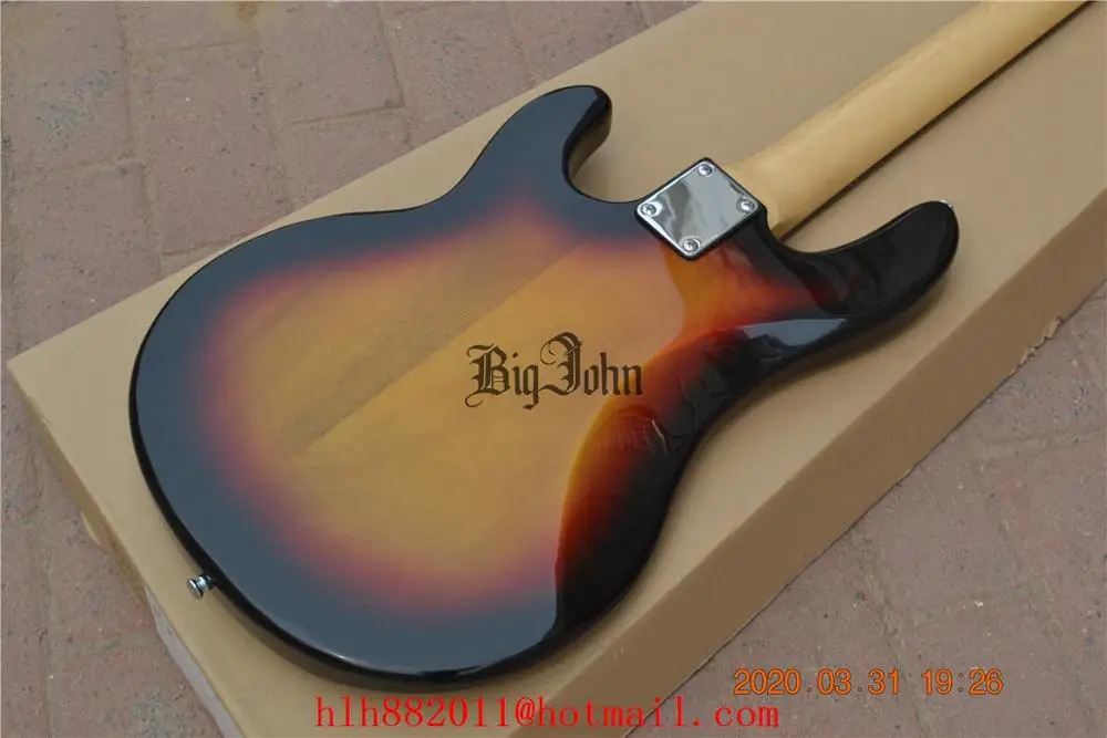Новая 4 струнная электрическая бас гитара Sunburst Platane деревянный корпус и розничная