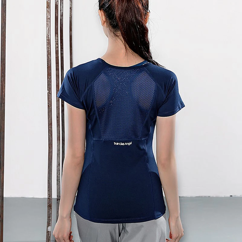 Быстросохнущая спортивная футболка с коротким рукавом одежда для йоги топы