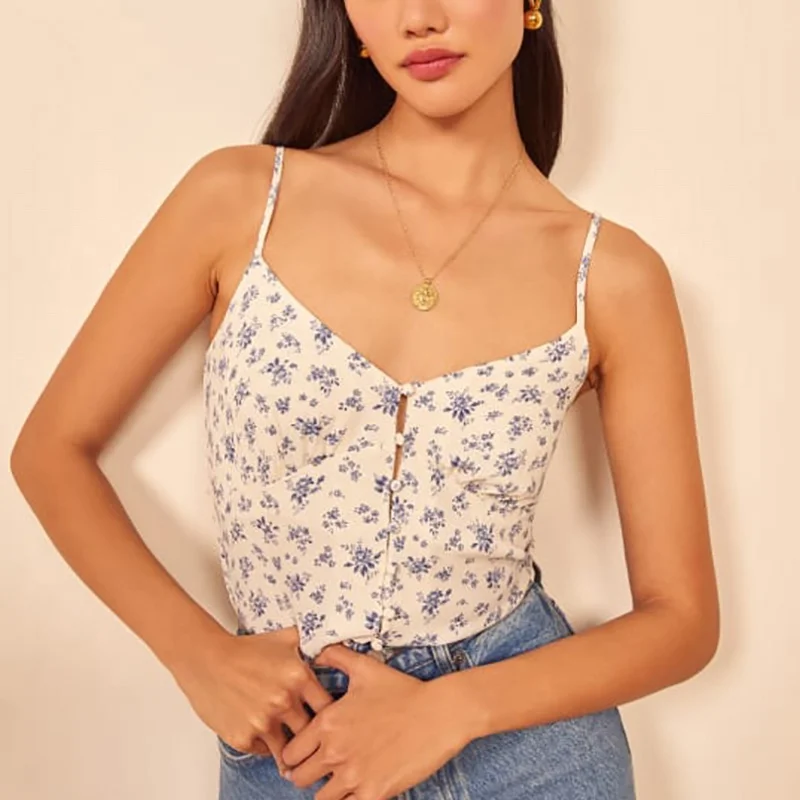 Fashion Spaghetti Straps Camis Streetwear Slim Women Crop Top Sexy Floral Print Women Tank Top Sleeveless Crop Top Cute 2020
Fashion Spaghetti Straps Camis Streetwear Slim Women Crop Top Sexy Floral Print Women Tank Top Sleeveless Crop Top Cute 2020