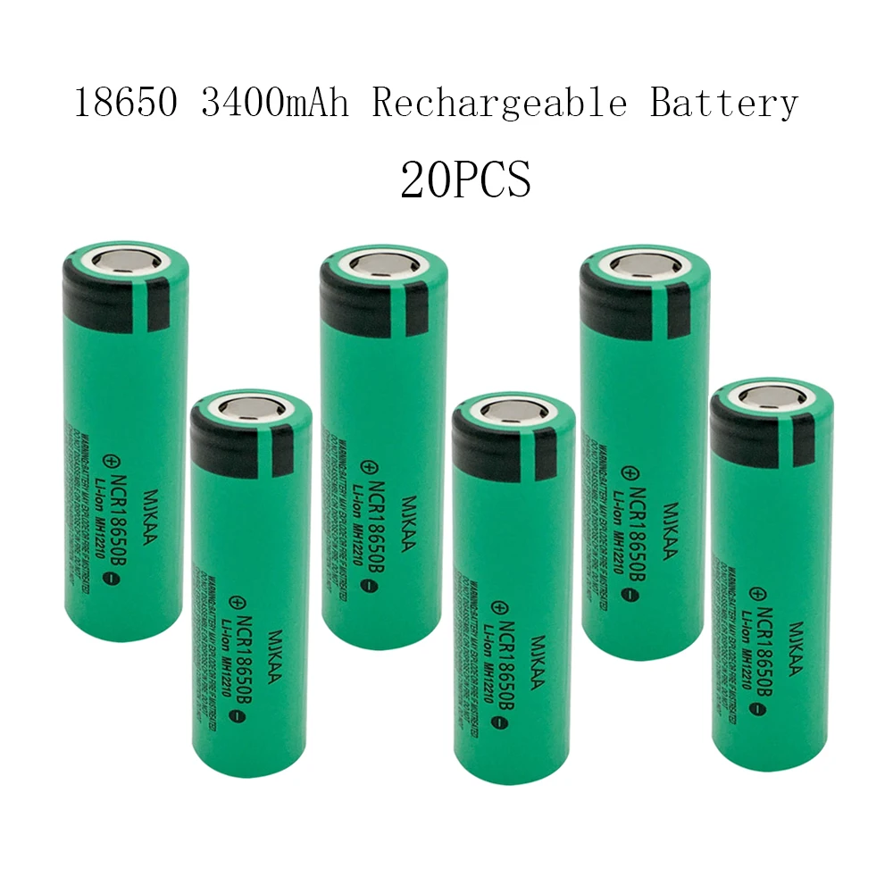 20PCS Original 18650 3.7V Lithium NCR18650 Rechargeable Battery 3400mAh NCR18650B Li-ion Batteries For Flashlight
20PCS Original 18650 3.7V Lithium NCR18650 Rechargeable Battery 3400mAh NCR18650B Li-ion Batteries For Flashlight