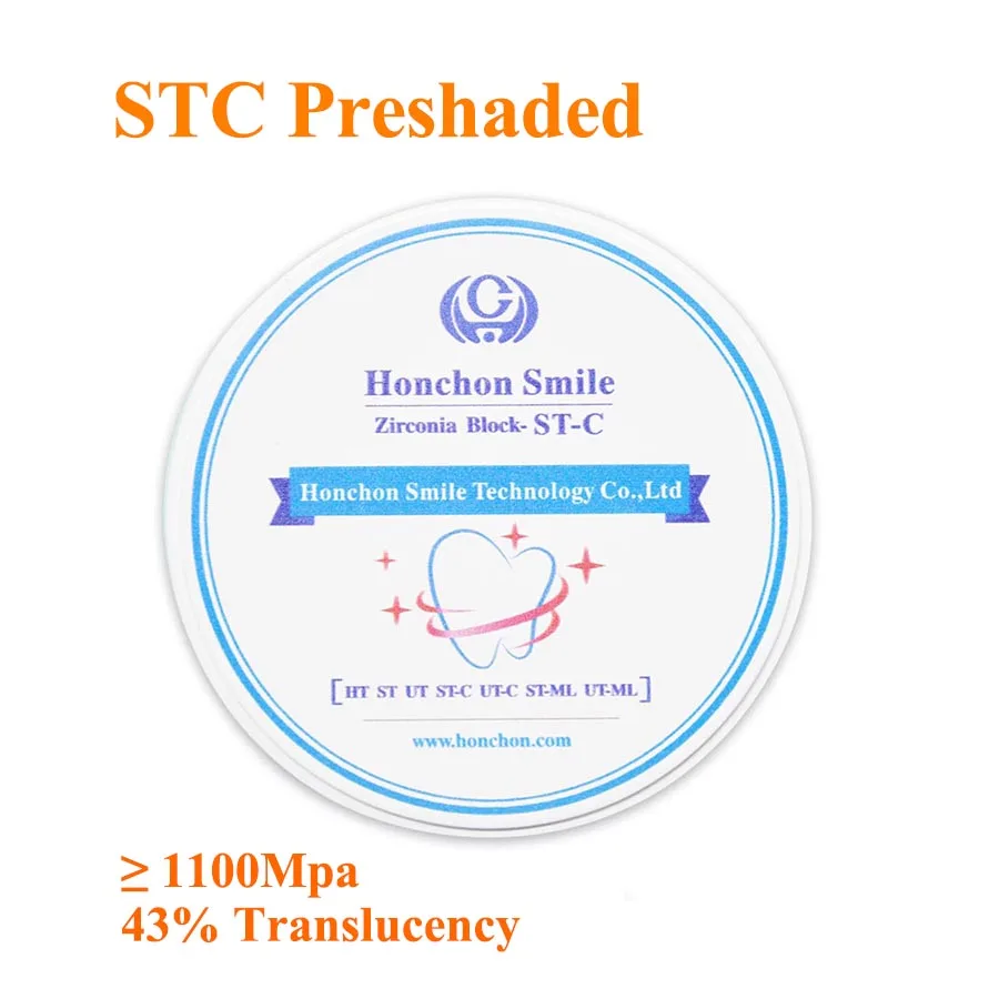 1 Piece 98x10mm Vita 16 Shades STC Super Translucent Preshaded Zirconia Block
1 Piece 98x10mm Vita 16 Shades STC Super Translucent Preshaded Zirconia Block