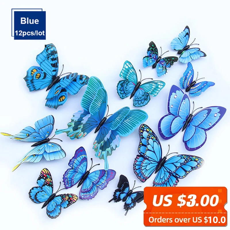 12pcs/lot 3D Simulation Butterfly Wall Sticker 12 Colors Creative Home Background Wall Decoration Stickers PVC Wall Sticker
12pcs/lot 3D Simulation Butterfly Wall Sticker 12 Colors Creative Home Background Wall Decoration Stickers PVC Wall Sticker