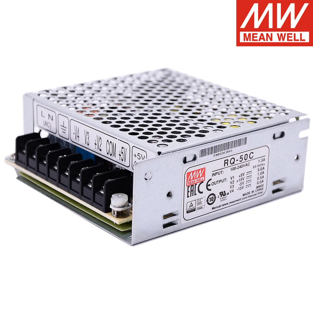 

Mean Well RQ-50C Quad Output Switching Power Supply 110/220V AC TO DC 5V 15V -5V -15V 5A 1A 0.5A 0.5A 50W Meanwell SMPS