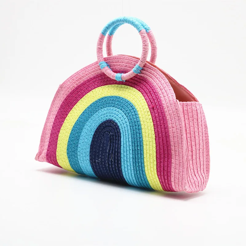 Rainbow Women Half Round Vintage Straw Handbag Straw Woven Handbag Vacation Basket Semicircle Day Clutches Woven Purses
Rainbow Women Half Round Vintage Straw Handbag Straw Woven Handbag Vacation Basket Semicircle Day Clutches Woven Purses