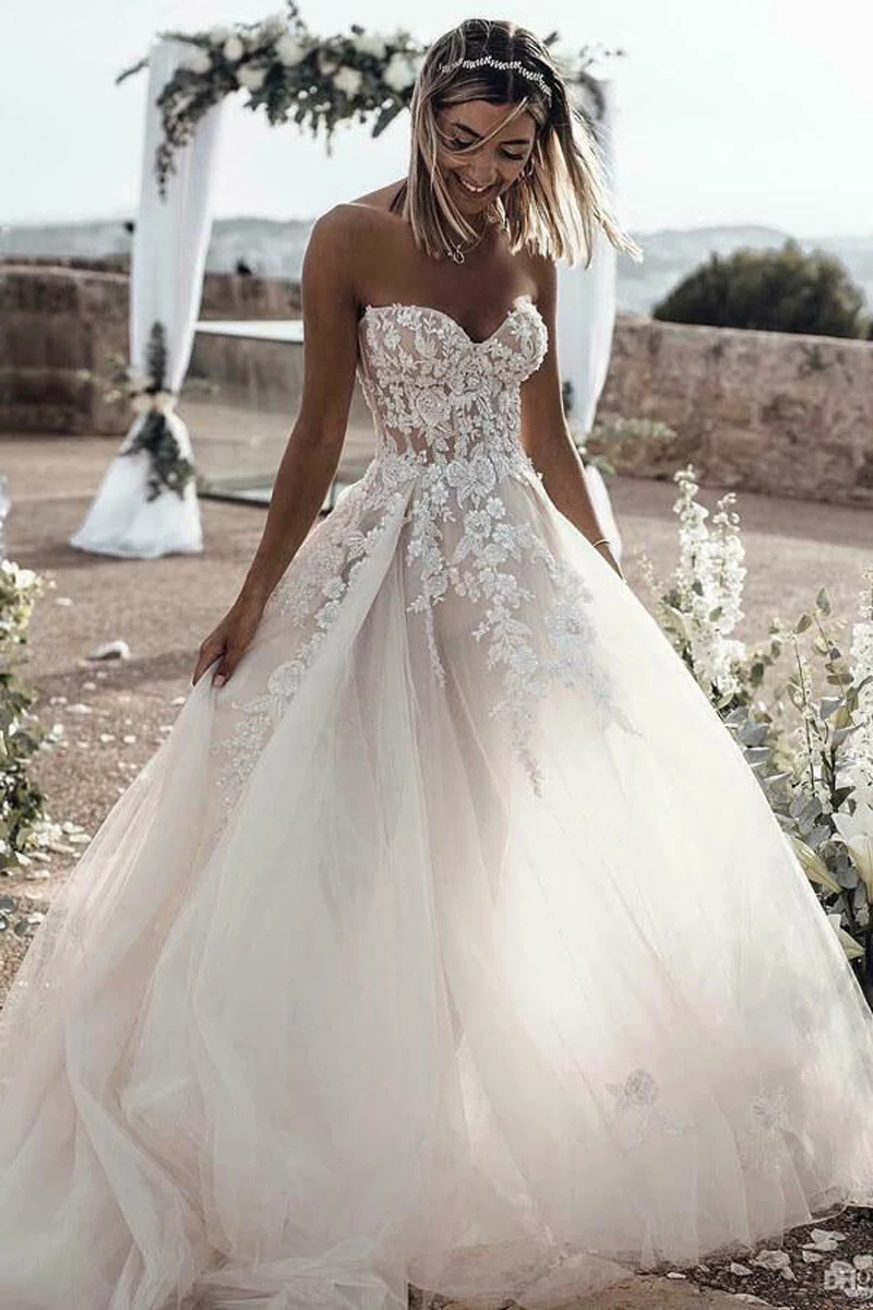 Vestido De Novia Cheap Tulle A-line Sweetheart Long Wedding Dresses With Lace Appliques Robe De Soirée De Mariage
Vestido De Novia Cheap Tulle A-line Sweetheart Long Wedding Dresses With Lace Appliques Robe De Soirée De Mariage