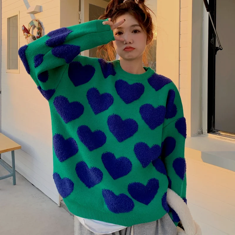 2021 Autumn Winter New Korean Fashion Elegant Commute All-match O Neck Love Print Flocking Loose Casual Knit Pullover Sweater
2021 Autumn Winter New Korean Fashion Elegant Commute All-match O Neck Love Print Flocking Loose Casual Knit Pullover Sweater