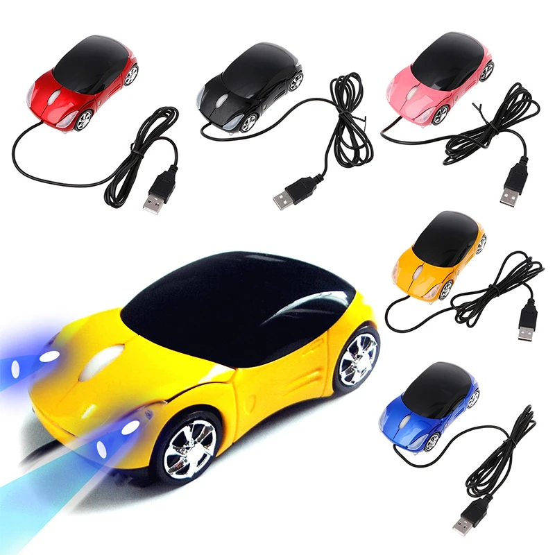 

1PC Durable Wired Mouse 1000DPI Mini Car Shape USB 3D Optical Innovative 2 Headlights Gaming Mice For PC Laptop Computer