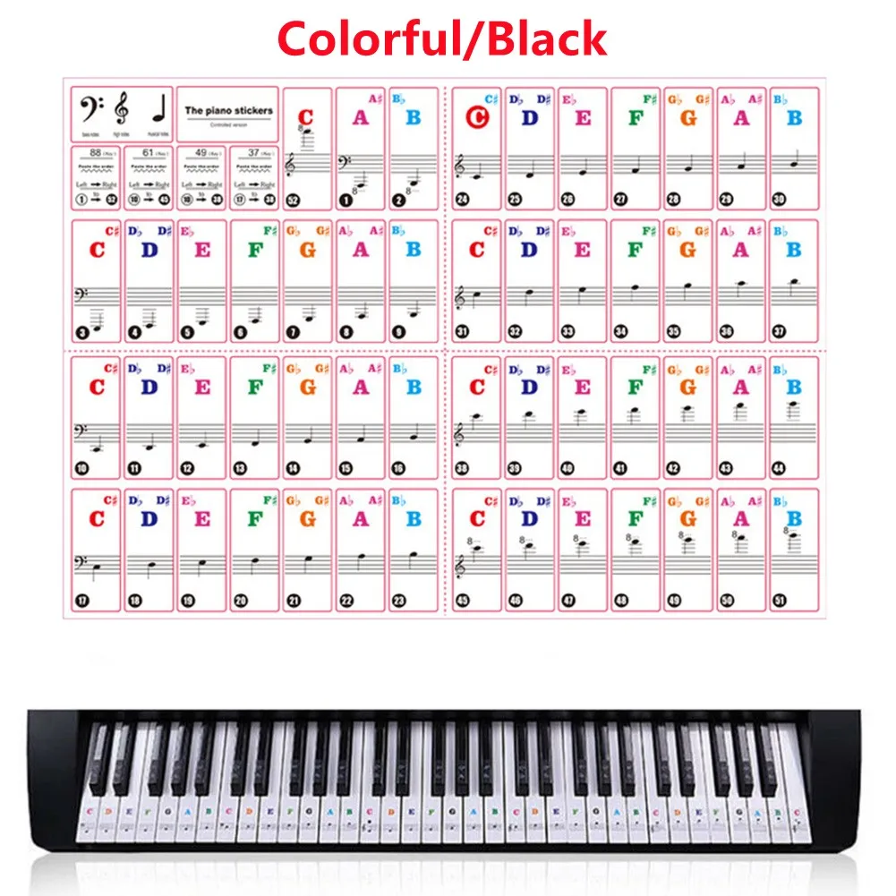 Piano Keyboard Stickers For 37 49 54 61 88 KEY Transparent PVC Music Electronic Keyboard Keynotes Labels Note Symbol Accessories
Piano Keyboard Stickers For 37 49 54 61 88 KEY Transparent PVC Music Electronic Keyboard Keynotes Labels Note Symbol Accessories