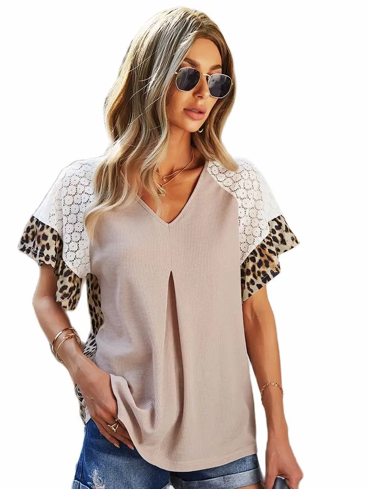 Summer Short Sleeve New Product 2021 Leopard Splicing Coat T-Shirt Women's Clothing
Summer Short Sleeve New Product 2021 Leopard Splicing Coat T-Shirt Women's Clothing