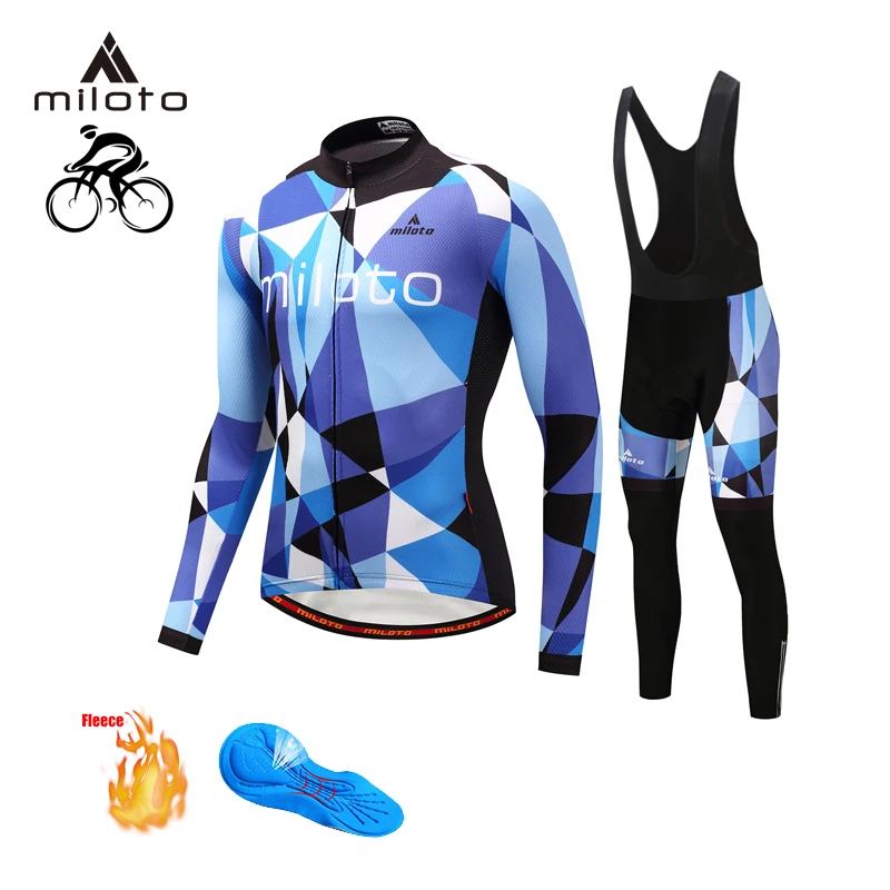 

Зимний теплый флисовый комплект MILOTO, одежда для велоспорта, мужской костюм из Джерси, спортивная одежда для езды на велосипеде, одежда для горного велосипеда, теплые комплекты с комбинезоном, одежда