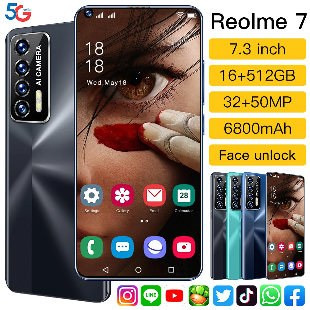 2021 Xiaom 7.3 Inch Reolme 7 16G 512G Global Version 32MP 50MP 6800mAh Android 11 Smartphone Snapdragon 888 Face ID Mobile Phone
2021 Xiaom 7.3 Inch Reolme 7 16G 512G Global Version 32MP 50MP 6800mAh Android 11 Smartphone Snapdragon 888 Face ID Mobile Phone