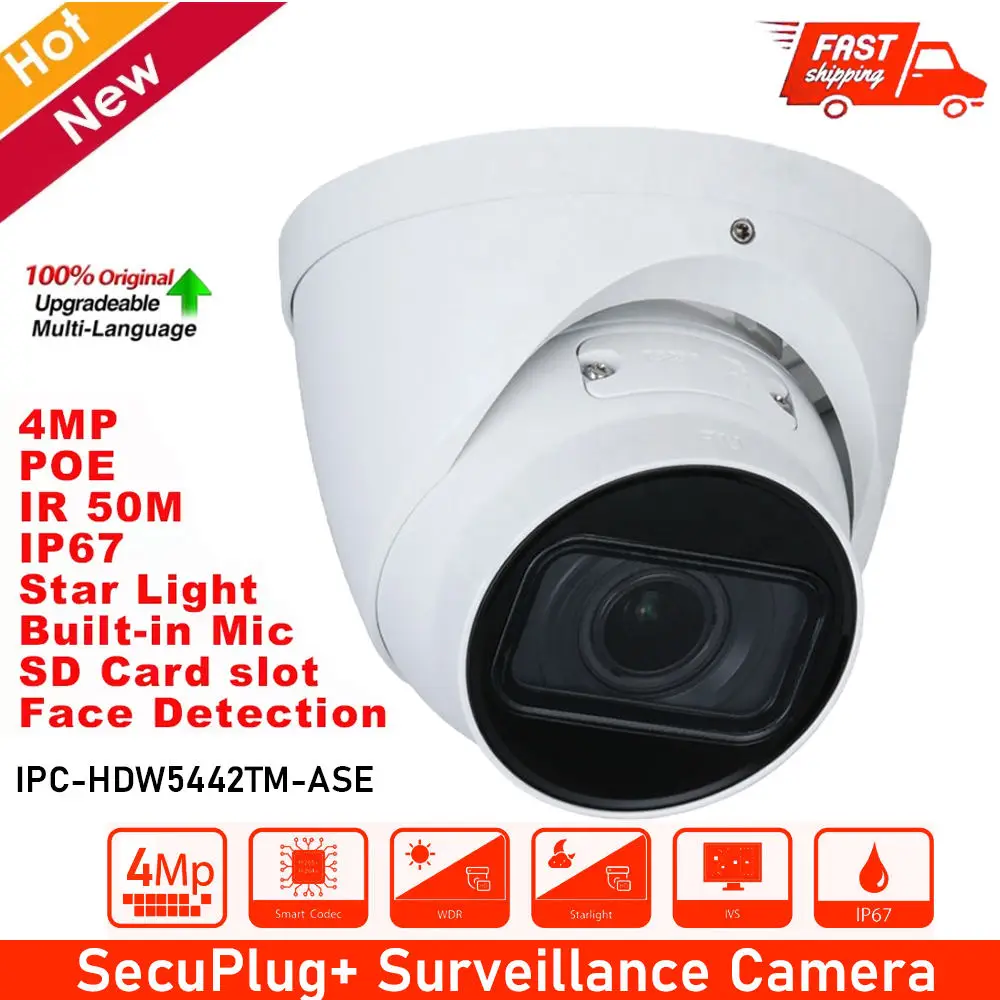 For Dahua International Version IPC-HDW5442TM-ASE 4MP IP Camera Built-in MIC WDR IR50M Eyeball AI Network Camera
For Dahua International Version IPC-HDW5442TM-ASE 4MP IP Camera Built-in MIC WDR IR50M Eyeball AI Network Camera