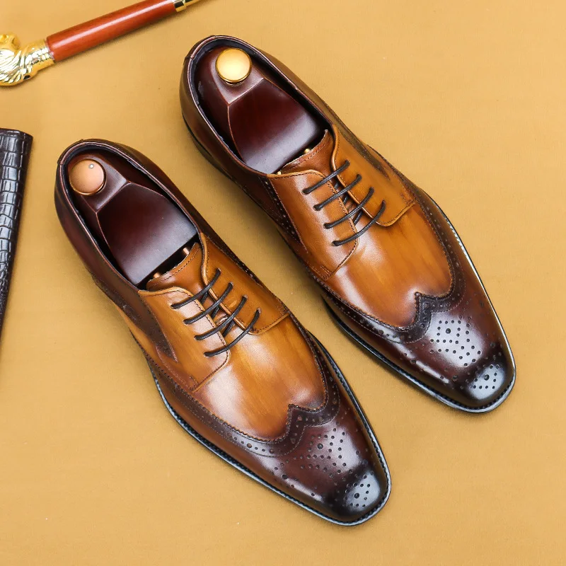 Men's Shoes British Bullock Casual Leather Shoes Leather Carved Color Matching Derby Men Dress Shoes KV026
Men's Shoes British Bullock Casual Leather Shoes Leather Carved Color Matching Derby Men Dress Shoes KV026