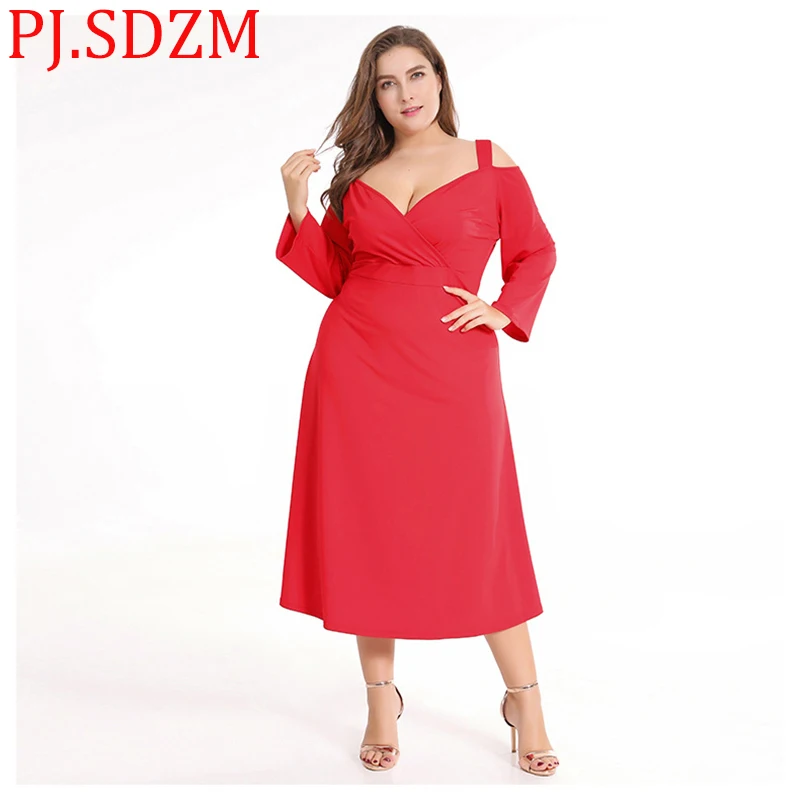 Women Summer Red Dress New Europe Large Size Spaghetti Strap Long Sleeve Female Dresses Off Shoulder Slash Neck Sexy Lady XL-3XL
Women Summer Red Dress New Europe Large Size Spaghetti Strap Long Sleeve Female Dresses Off Shoulder Slash Neck Sexy Lady XL-3XL