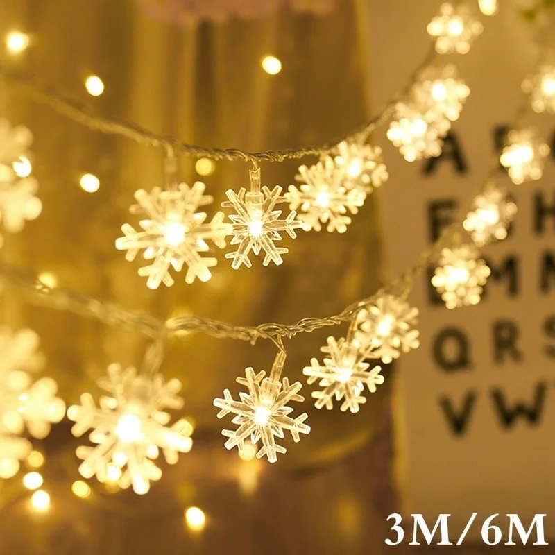 3M/6M LED Garland Snowflakes String Fairy Lights Battery Powered Hanging Ornaments Christmas Tree Party Home Decor 
3M/6M LED Garland Snowflakes String Fairy Lights Battery Powered Hanging Ornaments Christmas Tree Party Home Decor
