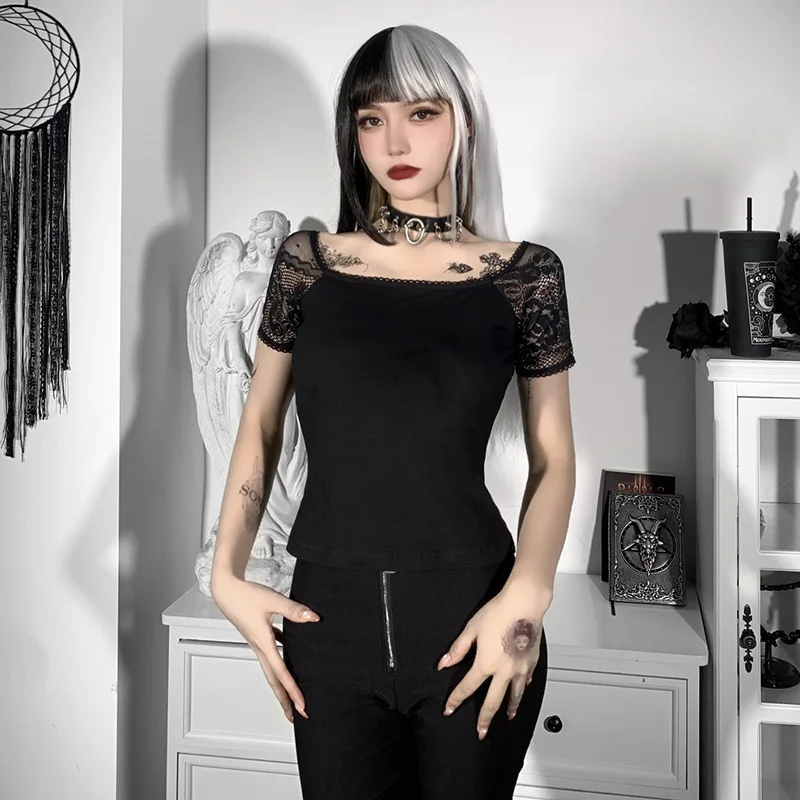 Y2k Sexy Square Collar Patchwork Blouse Female Fall 2021 New Lace Hollow Sleeve T-shirt Vintage Mall Goth Fairy Tops Y2K Shirts
Y2k Sexy Square Collar Patchwork Blouse Female Fall 2021 New Lace Hollow Sleeve T-shirt Vintage Mall Goth Fairy Tops Y2K Shirts