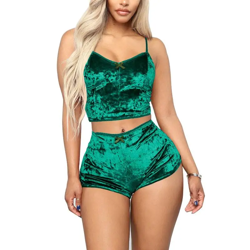 Women Pajamas Sets Sexy Velvet Two Piece Suits Ladies 2PCS Sleepwear Female Vest Shorts Set Summer Womens Nightwear 050716
Women Pajamas Sets Sexy Velvet Two Piece Suits Ladies 2PCS Sleepwear Female Vest Shorts Set Summer Womens Nightwear 050716