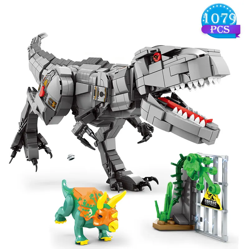 

Animal Dinosaur Building Blocks Jurassic White Tyrannosaurus Technical Ideas Bricks Assembly Children Toys Holiday Gift for Boys