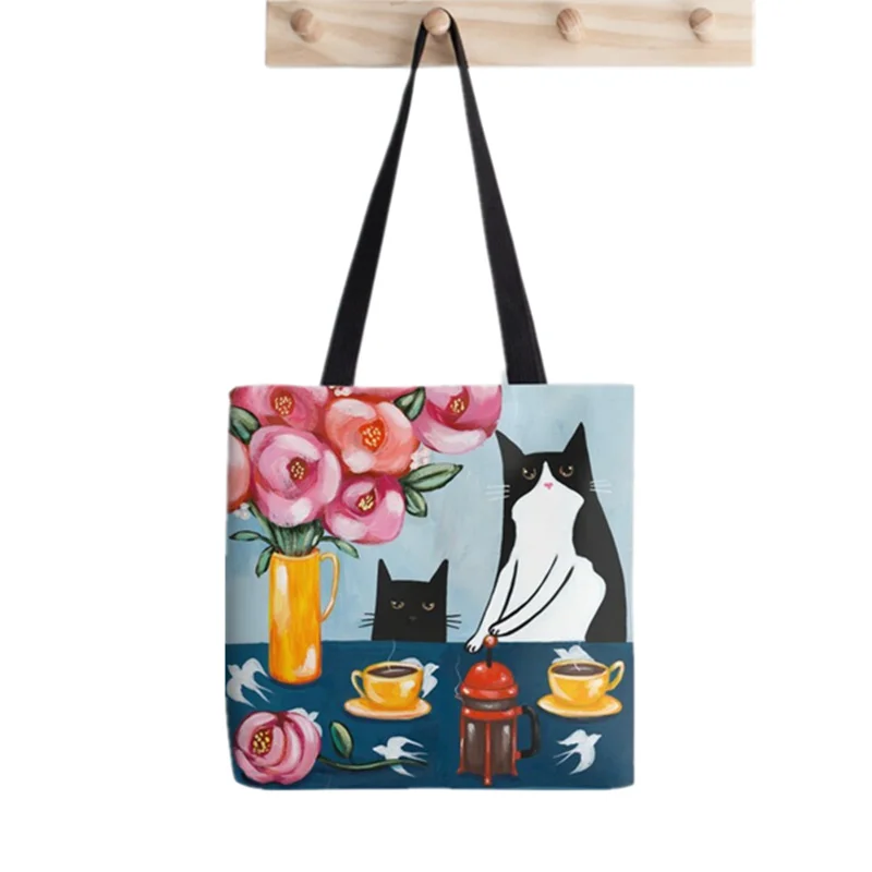 Women Shopper bag French Coffee Cat Printed Kawaii Bag Harajuku Shopping Canvas Shopper Bag girl handbag Tote Shoulder Lady Bag
Women Shopper bag French Coffee Cat Printed Kawaii Bag Harajuku Shopping Canvas Shopper Bag girl handbag Tote Shoulder Lady Bag