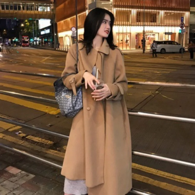 

2021 Fashion Women Casual Solid Color Adults Autumn Elagant Long Sleeve Lapel NeckDouble Breasted Belted Trench Coat