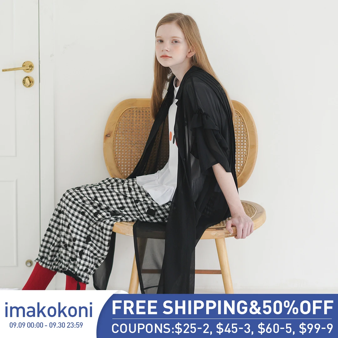 Оригинальный свободный шифоновый кардиган imakokoni средней длины, тонкая летняя уличная одежда для защиты от солнца, Женская куртка, 192655 
Оригинальный свободный шифоновый кардиган imakokoni средней длины, тонкая летняя уличная одежда для защиты от солнца, Женская куртка, 192655