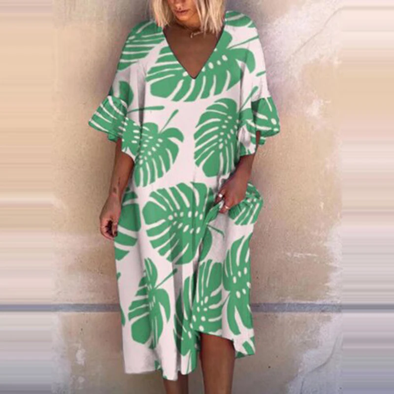 Retro Printed Fashion V Neck Summer Women Long Dress Casual Short Sleeves Loose Elegant High Waist Streetwear Party Lady Dresses
Retro Printed Fashion V Neck Summer Women Long Dress Casual Short Sleeves Loose Elegant High Waist Streetwear Party Lady Dresses