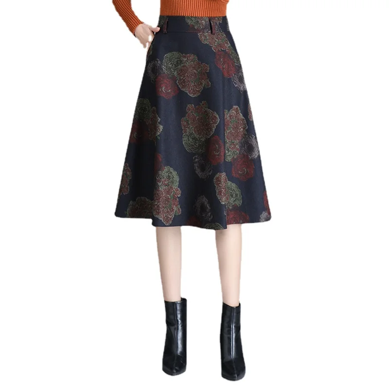 Floral A-line Woolen Skirt for Women Autumn Winter High Waist Loose Elegant Chic Office Lady Vintage Mid-long Mom Skirts 6525
Floral A-line Woolen Skirt for Women Autumn Winter High Waist Loose Elegant Chic Office Lady Vintage Mid-long Mom Skirts 6525