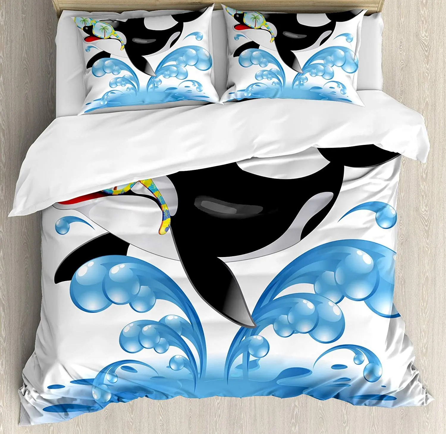 Funny Bedding Set Summer Holiday Ocean Cute Jumping Killer Whale with Sunglasses Cartoon Animal Love Duvet Cover Pillowcase
Funny Bedding Set Summer Holiday Ocean Cute Jumping Killer Whale with Sunglasses Cartoon Animal Love Duvet Cover Pillowcase