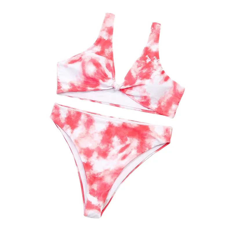 Women's 2Pcs Tie-dyed Bikini Set, Deep V-neck Fastens Tank Bra with Thong Briefs for Vacation/Beach/Swimming
Women's 2Pcs Tie-dyed Bikini Set, Deep V-neck Fastens Tank Bra with Thong Briefs for Vacation/Beach/Swimming