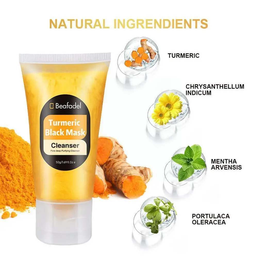 

2021 50g Turmeric Mask Nose Blackhead Remover Mask Nose Care Pimples Acne Deep Cleansing Whitening Pore Remover Shrink Skin K8I3