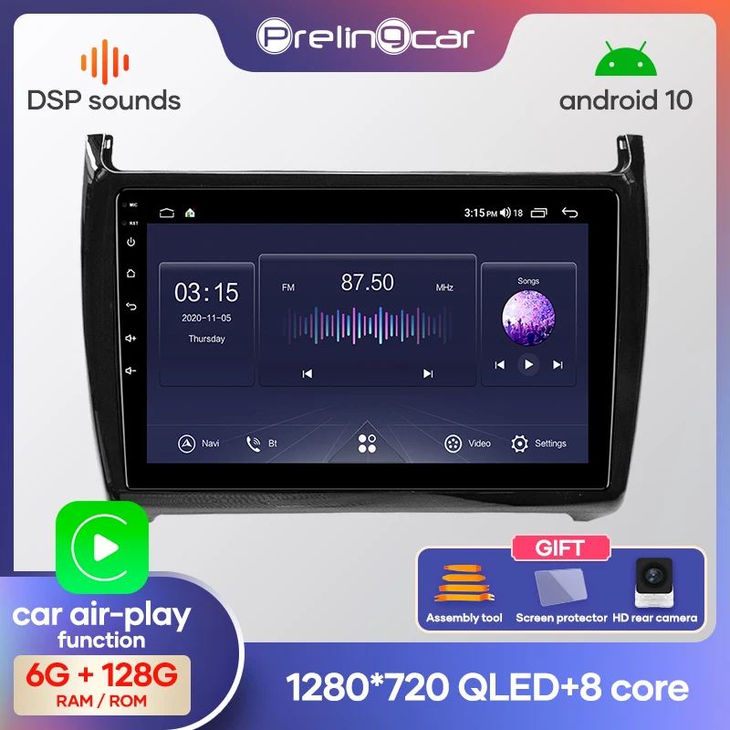 Prelingcar Android10.0 без DVD 2 Din Автомобильный Радио Мультимедиа Видео плеер навигация GPS