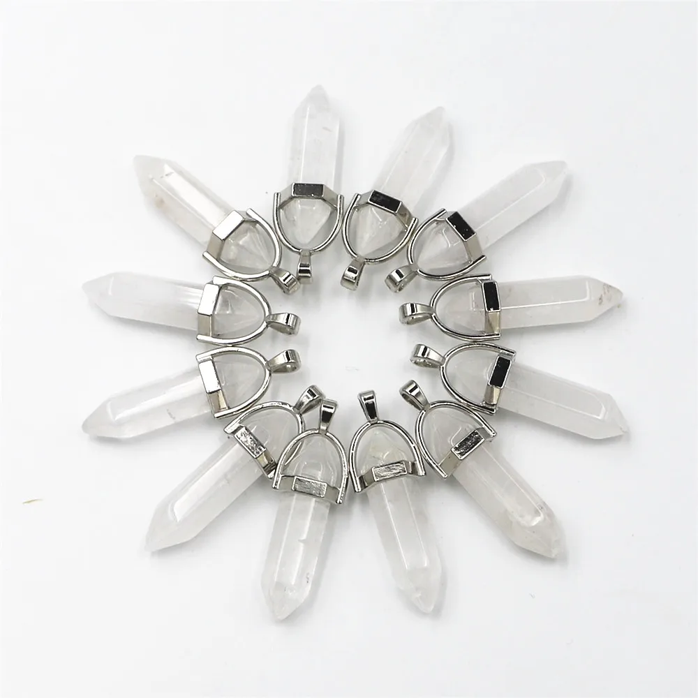 Natural Stone Necklace White Crystal Hexagonal Cylindrical Pendant Natural Stone Bullet Pendant Stainless Steel Necklace Ladies
Natural Stone Necklace White Crystal Hexagonal Cylindrical Pendant Natural Stone Bullet Pendant Stainless Steel Necklace Ladies