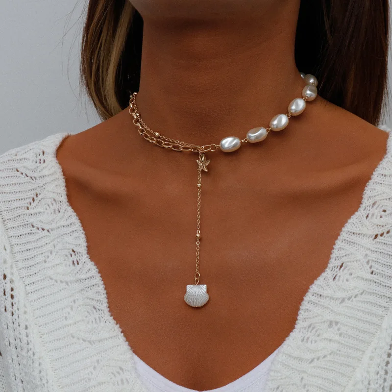 Creative Elegant Pearl Necklace Female Clavicle Chain Shell Pendant Necklace Starfish Star Choker Necklace Jewelry Women Gift
Creative Elegant Pearl Necklace Female Clavicle Chain Shell Pendant Necklace Starfish Star Choker Necklace Jewelry Women Gift