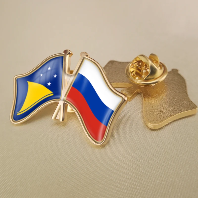 Tokelau and Russian Federation Crossed Double Friendship Flags Lapel Pins Brooch Badges
Tokelau and Russian Federation Crossed Double Friendship Flags Lapel Pins Brooch Badges