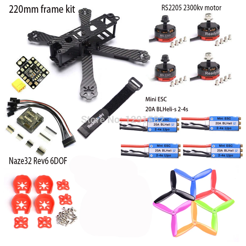 QAV R 220 мм карбоновая рамка квадрокоптера Naze32 Rev6 6DOF RS2205 2300kv двигатель 20A BLHeli s ESC 2 4S /