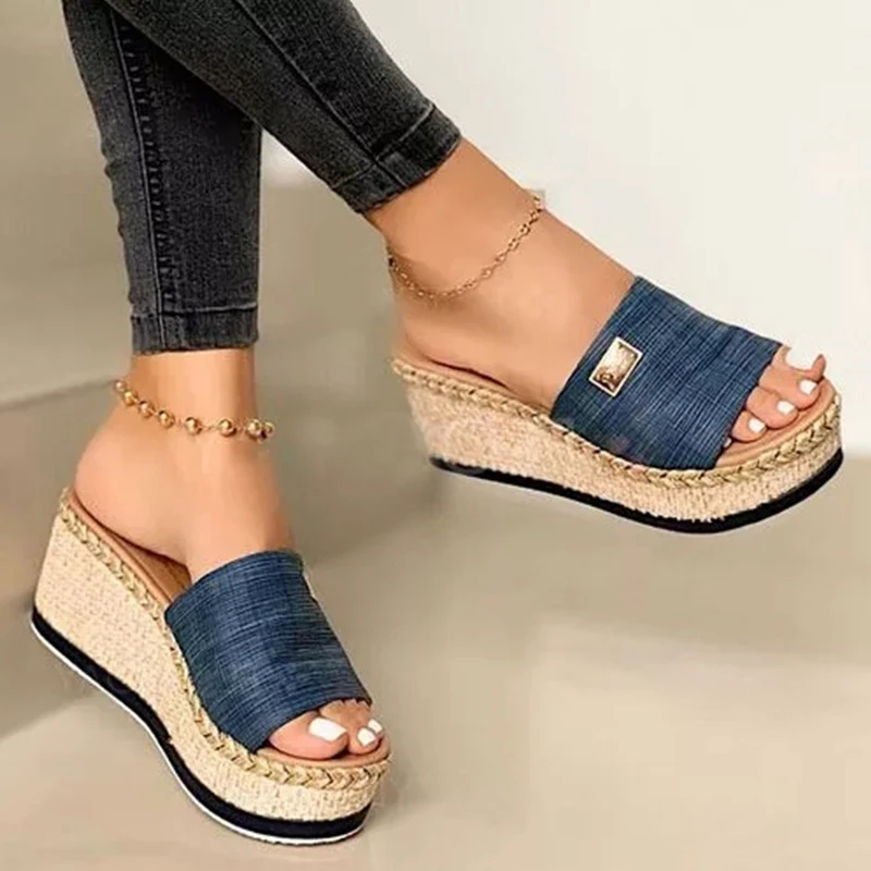 Slippers 2020 women open toe Slip On Wedge sandals Slipper ladies summer platform high heels espadrilles shoes zapatos mujer D30
Slippers 2020 women open toe Slip On Wedge sandals Slipper ladies summer platform high heels espadrilles shoes zapatos mujer D30
