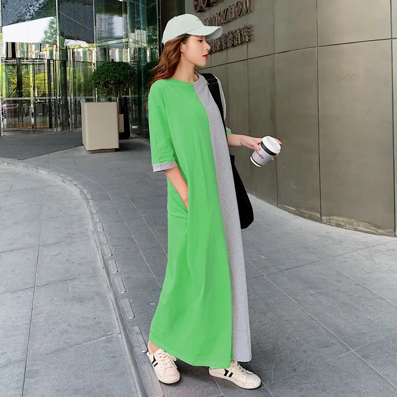 Color Matching Super Long Temperament New Loose Summer Casual Long Skirt Dress Cotton T-shirt Skirt Female Casual sexy dress
Color Matching Super Long Temperament New Loose Summer Casual Long Skirt Dress Cotton T-shirt Skirt Female Casual sexy dress