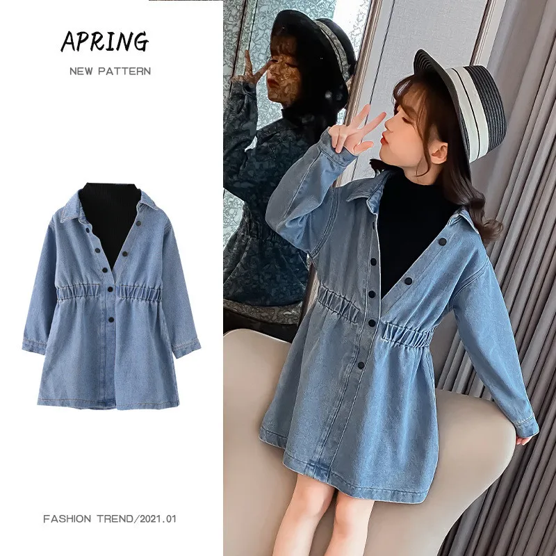 2-12Y Teens Girls' Long-sleeved Fake Two-piece Denim Dress for Children's Autumn Clothes 2021 New Kids Stitching Dresses
2-12Y Teens Girls' Long-sleeved Fake Two-piece Denim Dress for Children's Autumn Clothes 2021 New Kids Stitching Dresses