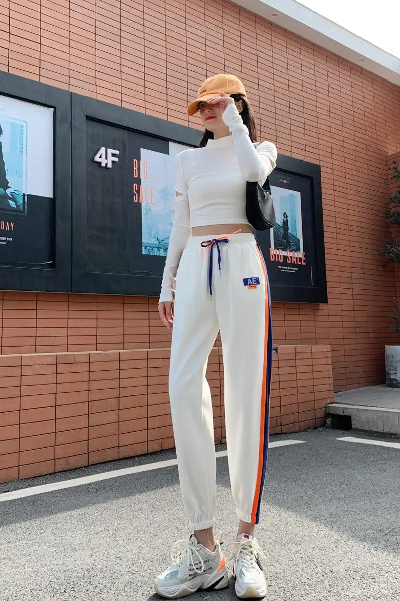 Coatday Leggings White Women's Spring Autumn Stitching Harlan Casual Pants Letter Elastic Band Color Contrast Sports Pants 
Coatday Leggings White Women's Spring Autumn Stitching Harlan Casual Pants Letter Elastic Band Color Contrast Sports Pants