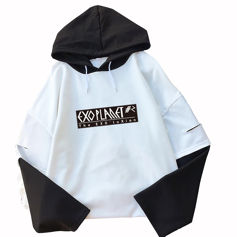 Women's Hooded Sweatshirts EXO Kpop False 2Pcs Patchwork Loose Casual Korean Fashion Letter Print y2k Hoodies Tops Woman Clothes
Women's Hooded Sweatshirts EXO Kpop False 2Pcs Patchwork Loose Casual Korean Fashion Letter Print y2k Hoodies Tops Woman Clothes
