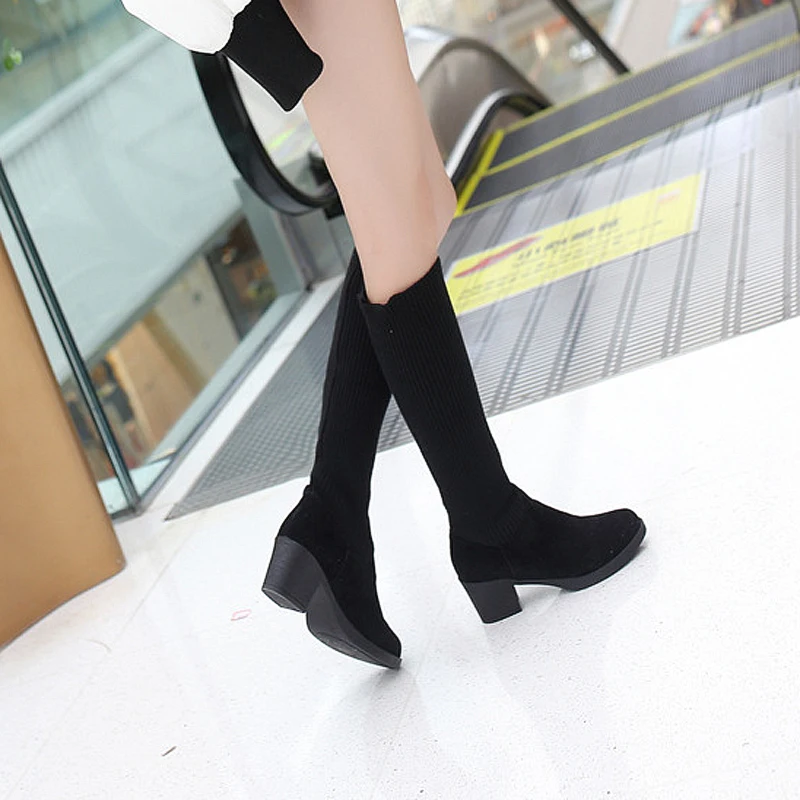 Women Winter Shoes Knee High Boots Thick Heels Knitting Wool High Boots Women Plus Big Size Shoes botas mujer XKD2101
Women Winter Shoes Knee High Boots Thick Heels Knitting Wool High Boots Women Plus Big Size Shoes botas mujer XKD2101