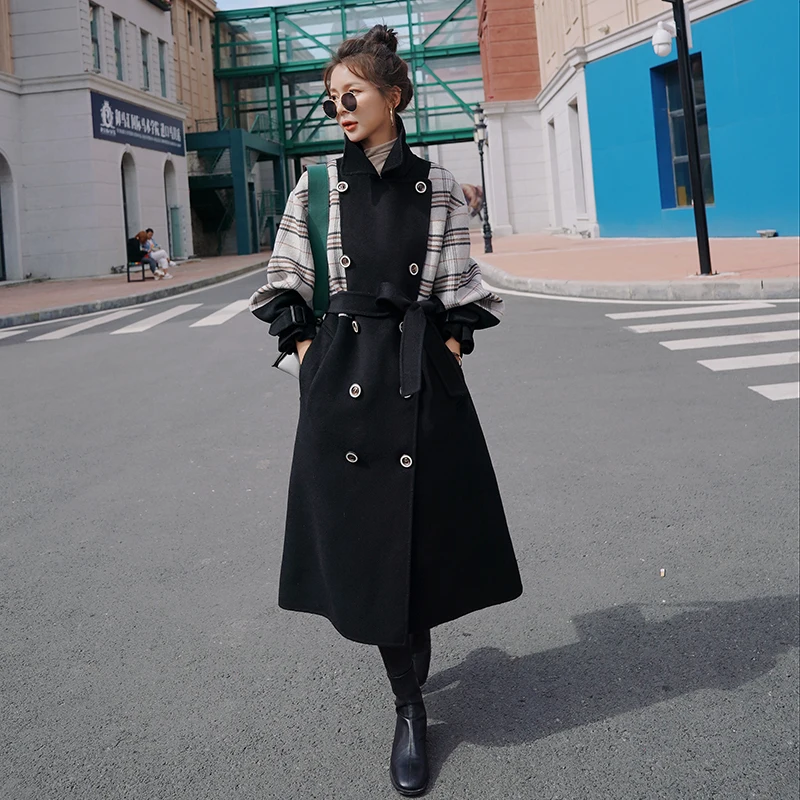 2022 Female Jackets Autumn Winter Plaid Splicing Over Knee British Loose Slimming Mid-Length Casual Thickened Warm Woolen Coats
2022 Female Jackets Autumn Winter Plaid Splicing Over Knee British Loose Slimming Mid-Length Casual Thickened Warm Woolen Coats
