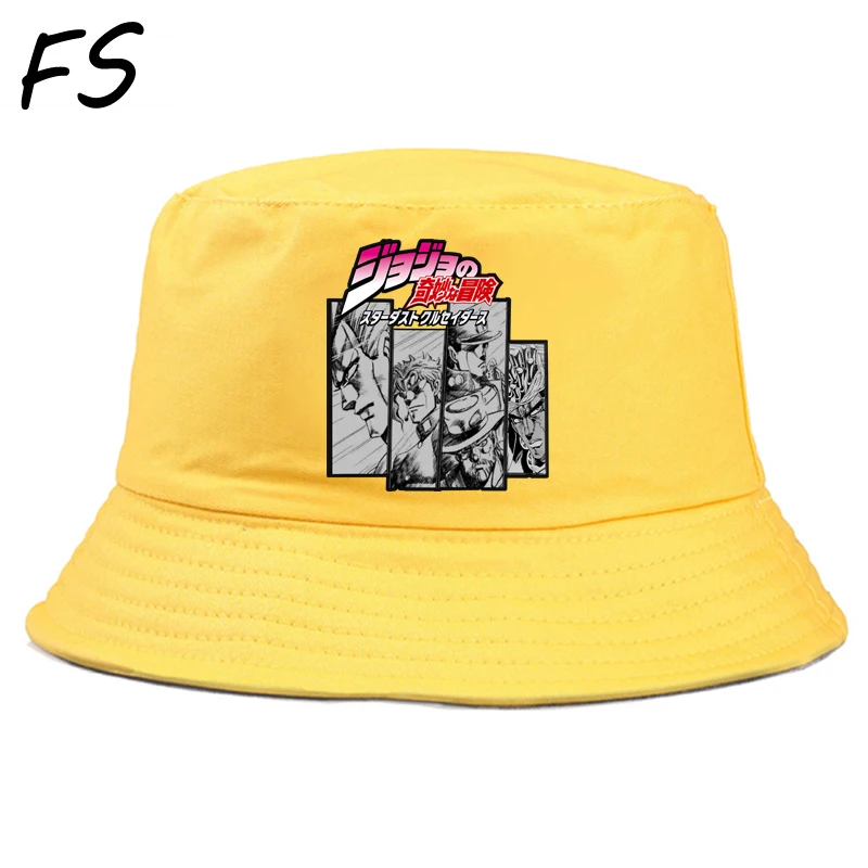 Jojos Bizarre Adventure Vintage Fisherman Hat Panama Bucket Hats Men Outdoor Women Cotton Cap Fashion Hip Hop Gorros HAT | Аксессуары