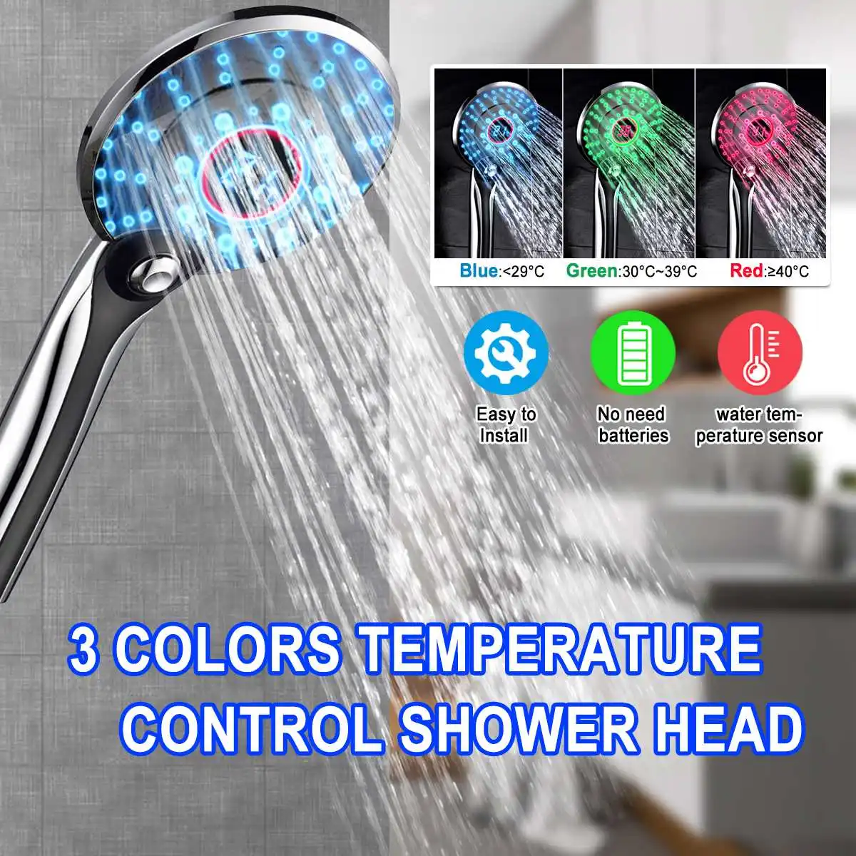 Water Saving Color Changing LED Spa Shower Head Digital LCD Display Temperature Control Bathroom High Pressure Hand Shower head
Water Saving Color Changing LED Spa Shower Head Digital LCD Display Temperature Control Bathroom High Pressure Hand Shower head
