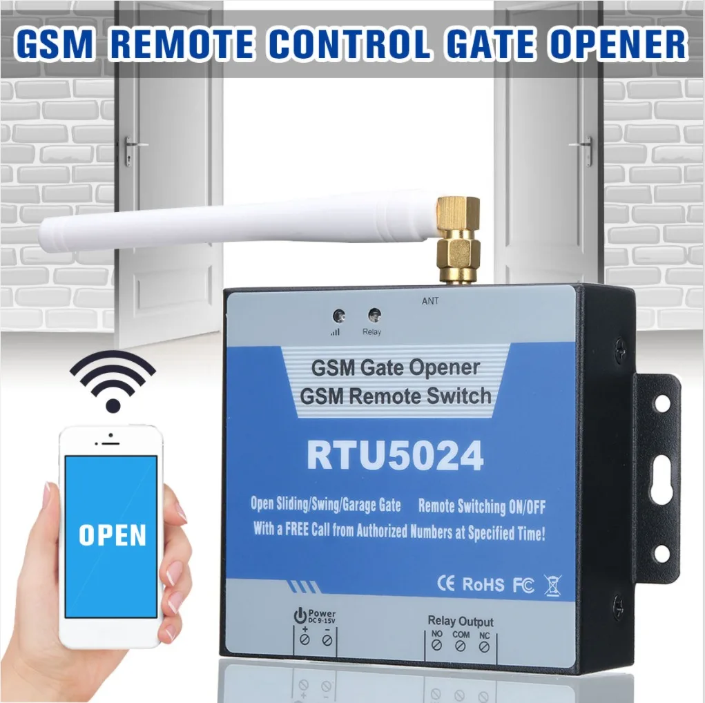 RTU5024 GSM Gate Opener Relay Switch Wireless Remote Control Door Access Door Opener Free Call 850/900/1800/1900MHz
RTU5024 GSM Gate Opener Relay Switch Wireless Remote Control Door Access Door Opener Free Call 850/900/1800/1900MHz