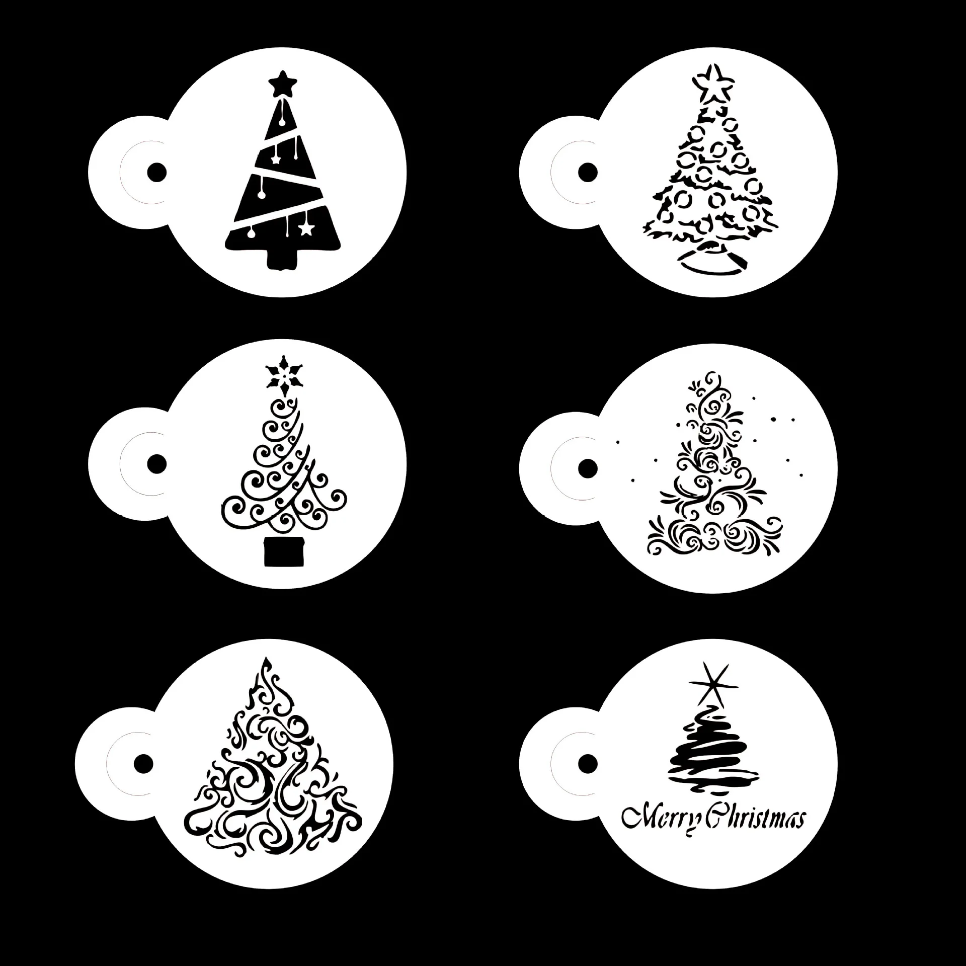 6 шт. Рождественская елка кофе шаблон ПВХ Многослойные трафареты для Diy раскраска